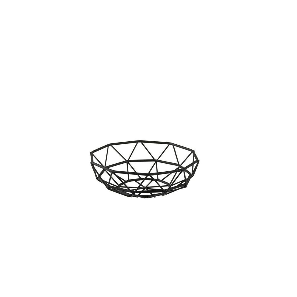 Tablecraft Delta Series Black Powder Coated Steel Round Wire Basket, 6 inch Dia.
