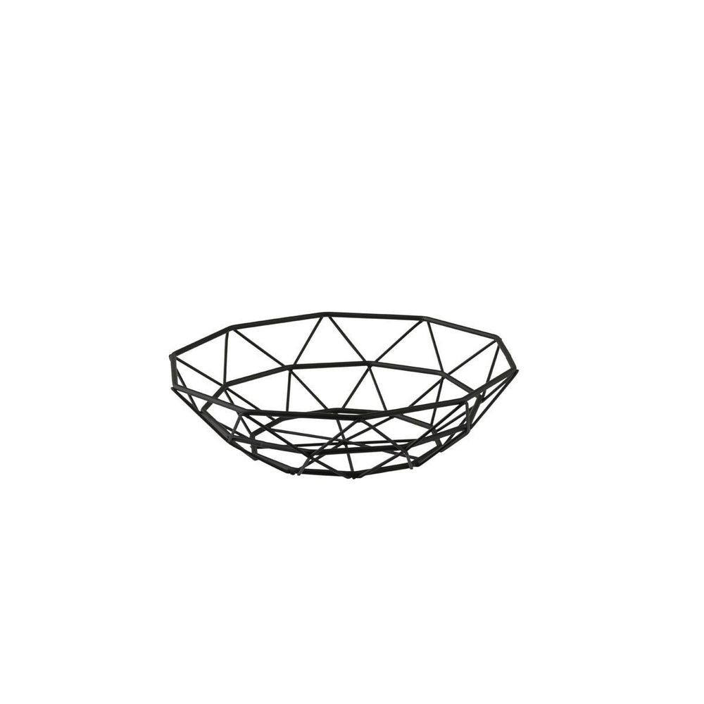 Tablecraft Delta Series Black Powder Coated Steel Round Wire Basket, 8 inch Dia.