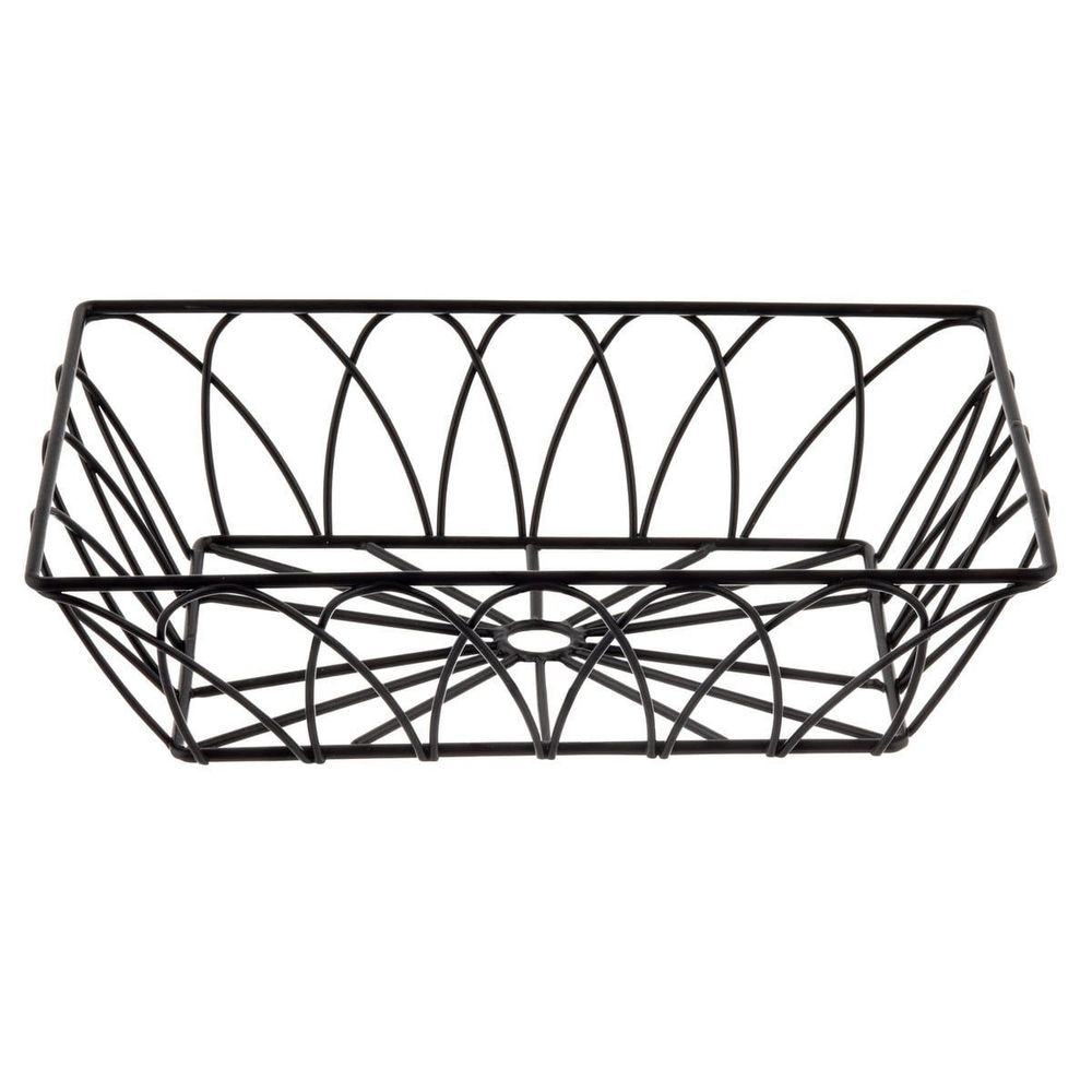 Tablecraft Petal Collection Black Powder Coated Metal Rectangular Serving Basket, 9 x 6 x 2.5 inch