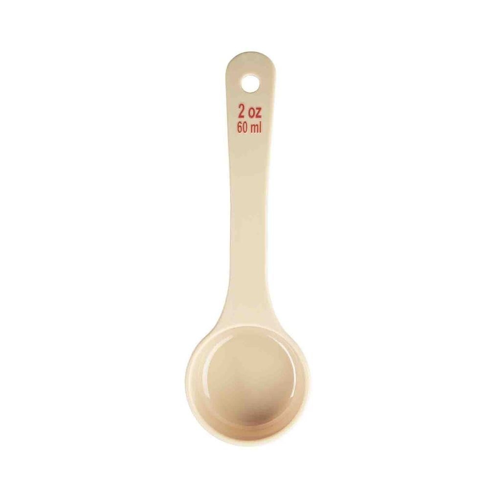 Tablecraft Polycarbonate Beige Solid Short Handle Spoonout with Red Capacity Marking, 2 Ounce Capacity -- 12 per case