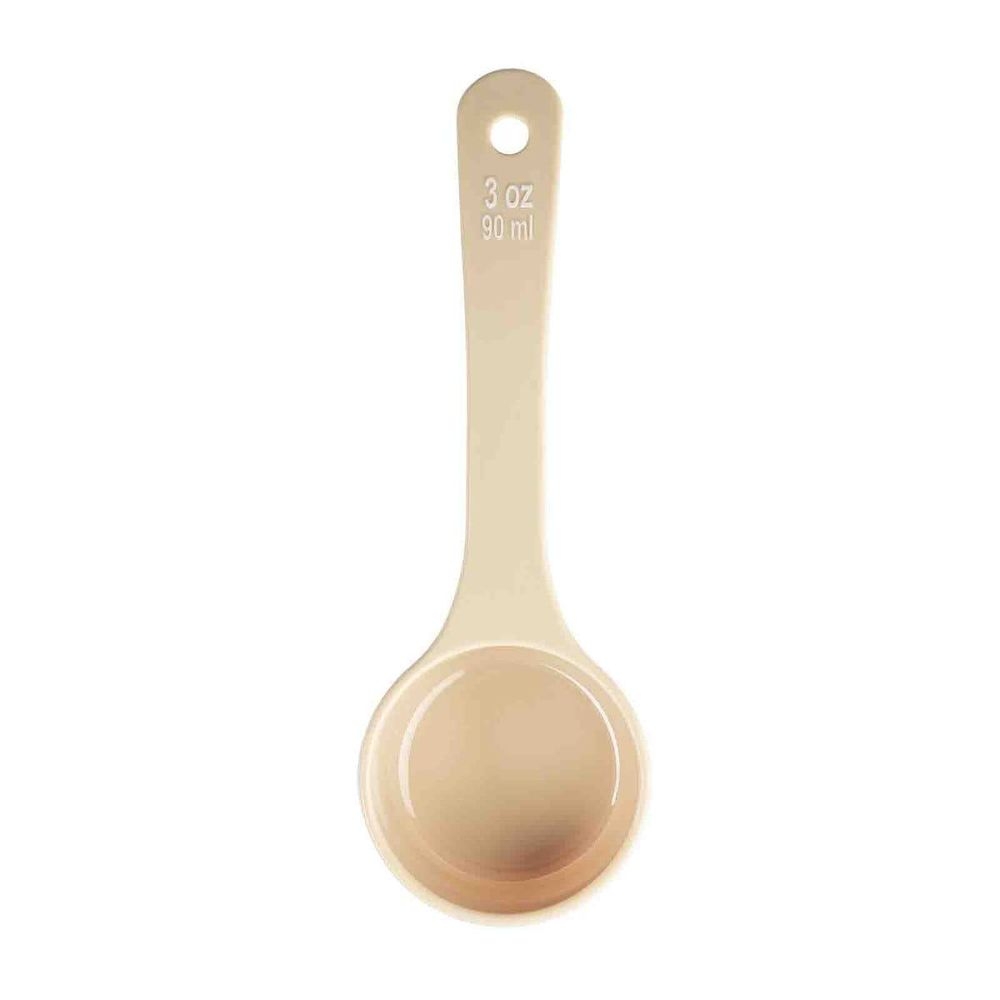 Tablecraft Polycarbonate Beige Solid Short Handle Spoonout with White Capacity Marking, 3 Ounce Capacity -- 12 per case