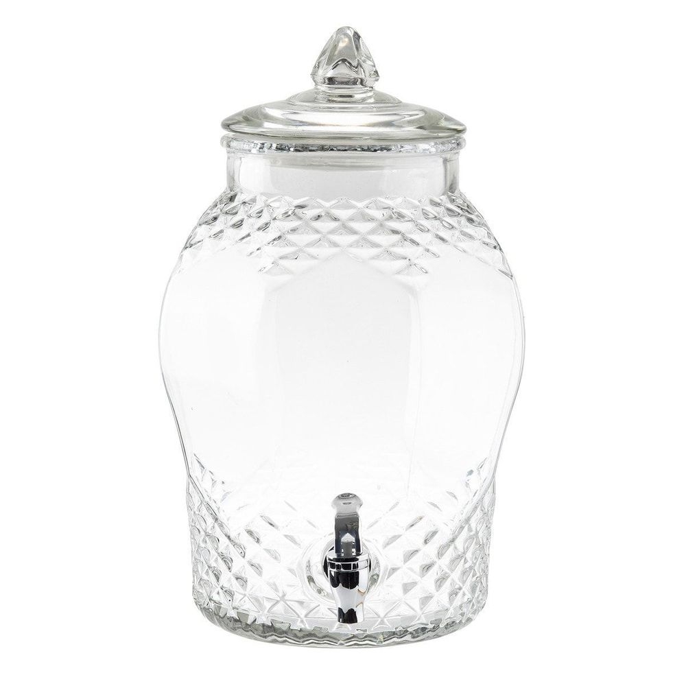 Tablecraft Decorative Clear Glass Beverage Dispenser, 2 Gallon Capacity