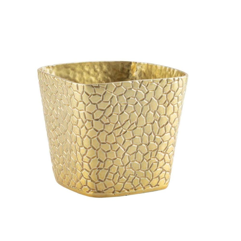 Tablecraft Crackle Collection Gold Powder Coated Finish Square Snack Basket, 4 x 4 inch