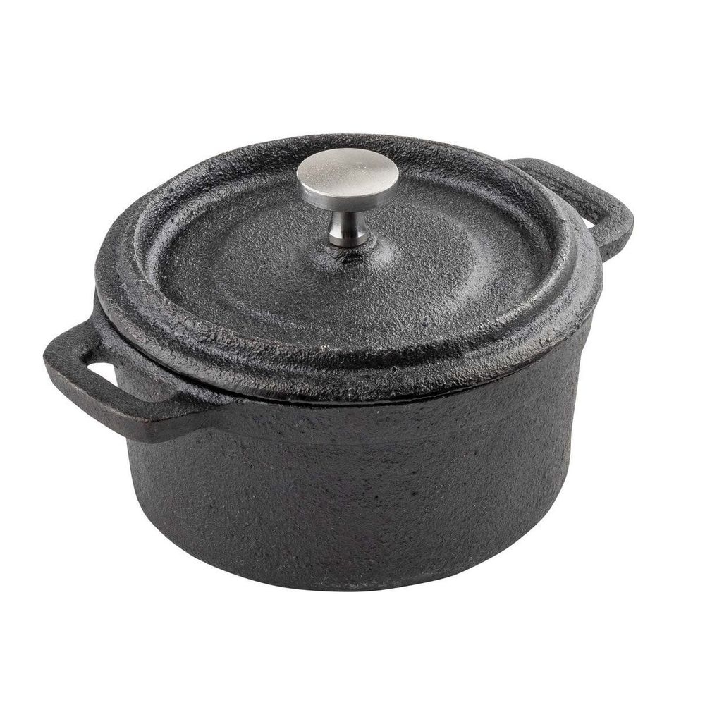 Tablecraft Cast Iron Cocotte with Lid and Stainless Steel Knob, 8 Ounce Capacity