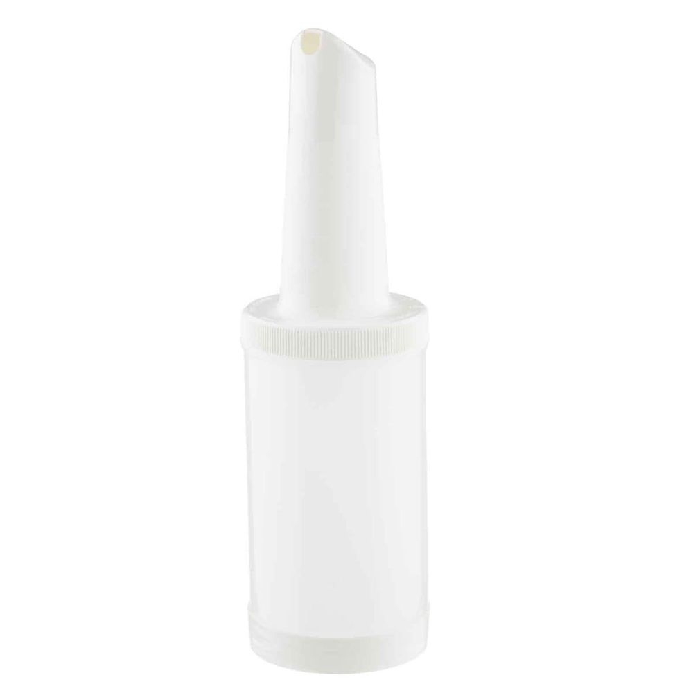 Tablecraft One-Piece PourMaster 1 Quart High Density Polyethylene White Complete Pourer, 3.6875 x 3.6875 x 12.5 inch -- 12 per case
