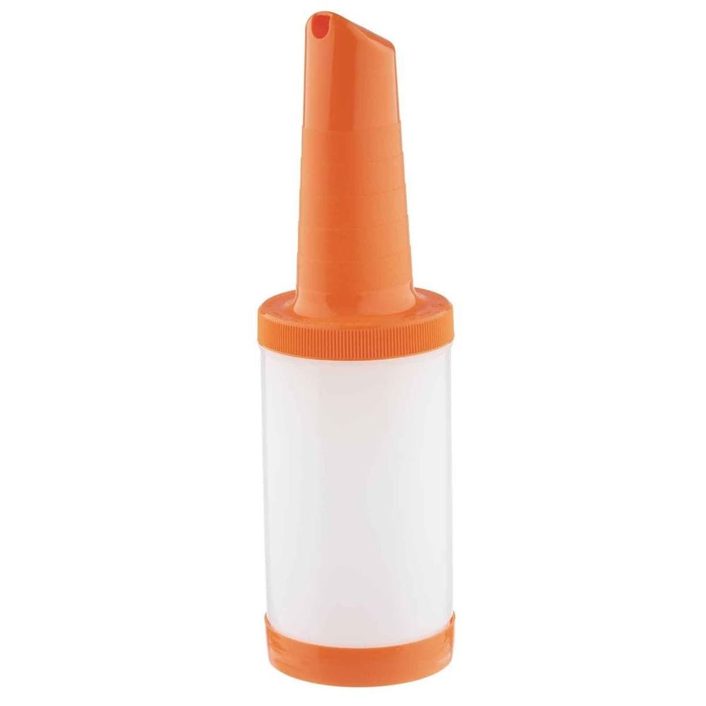 Tablecraft One-Piece PourMaster 1 Quart High Density Polyethylene Orange Complete Pourer, 3.6875 x 3.6875 x 12.5 inch -- 12 per case