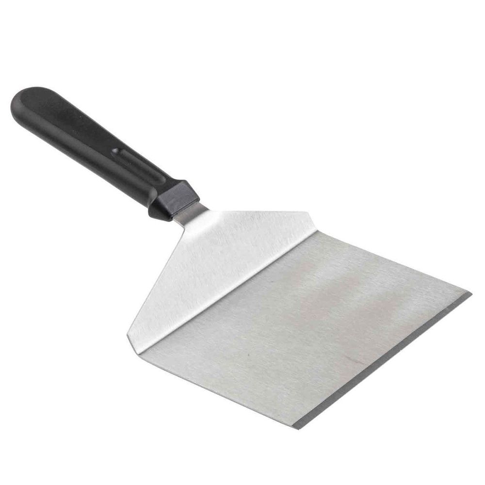 Tablecraft Stainless Steel Turner with 6.25 x 4.5 inch Black Polypropylene Handle, 11 inch