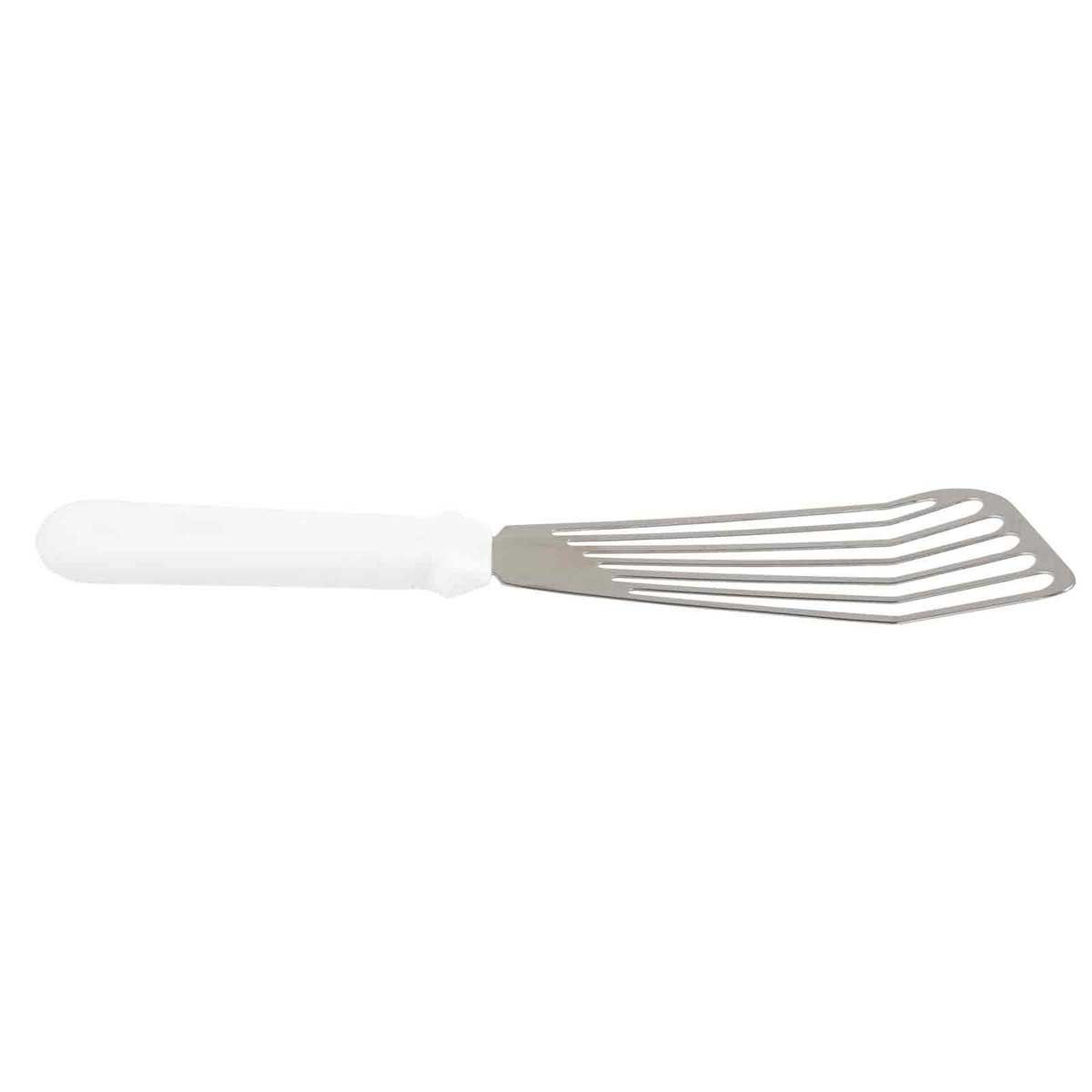 Tablecraft Stainless Steel Fish Turner With White Polypropylene Handle, 6 Inch