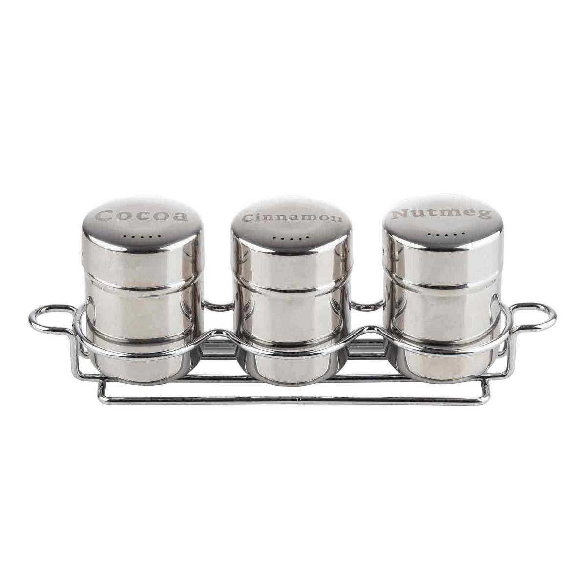 Tablecraft Stainless Steel 3 Piece Coffee Shaker Set With Rack, 6 Ounce Capacity