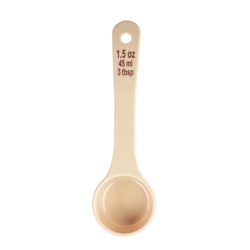Tablecraft Polycarbonate Beige Solid Short Handle Spoonout with Maroon Capacity Marking, 1.5 Ounce Capacity -- 12 per case