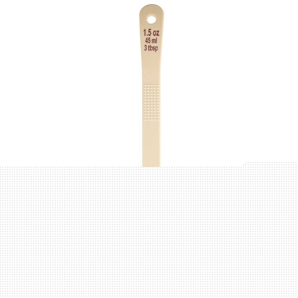 Tablecraft Polycarbonate Beige Perforated Long Handle Spoonout with Maroon Capacity Marking, 1.5 Ounce Capacity -- 12 per case