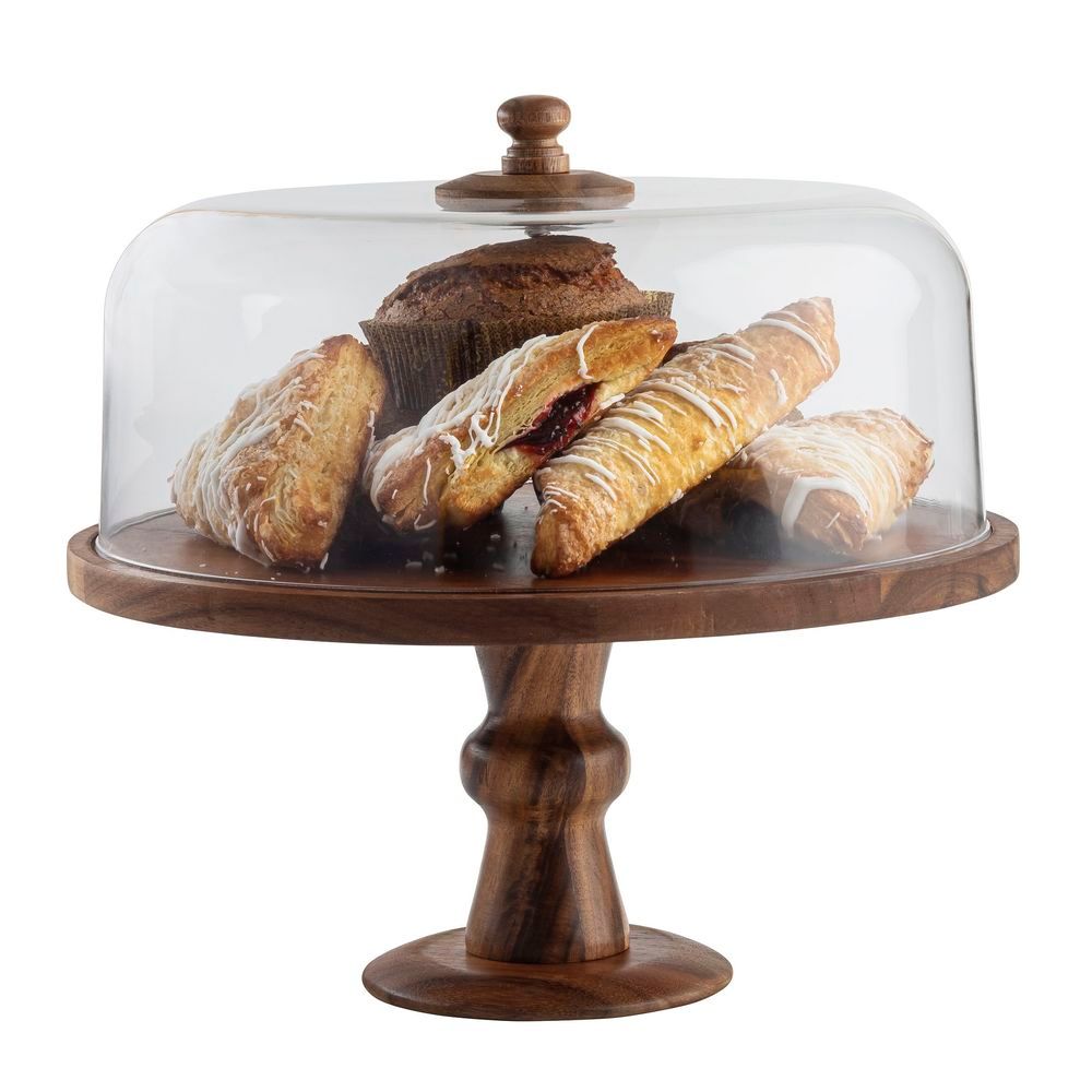 Tablecraft Acacia Collection Acacia Wood 9 Inch Height Round Cake Stand, 12.5 X 12.5 X 9 Inch