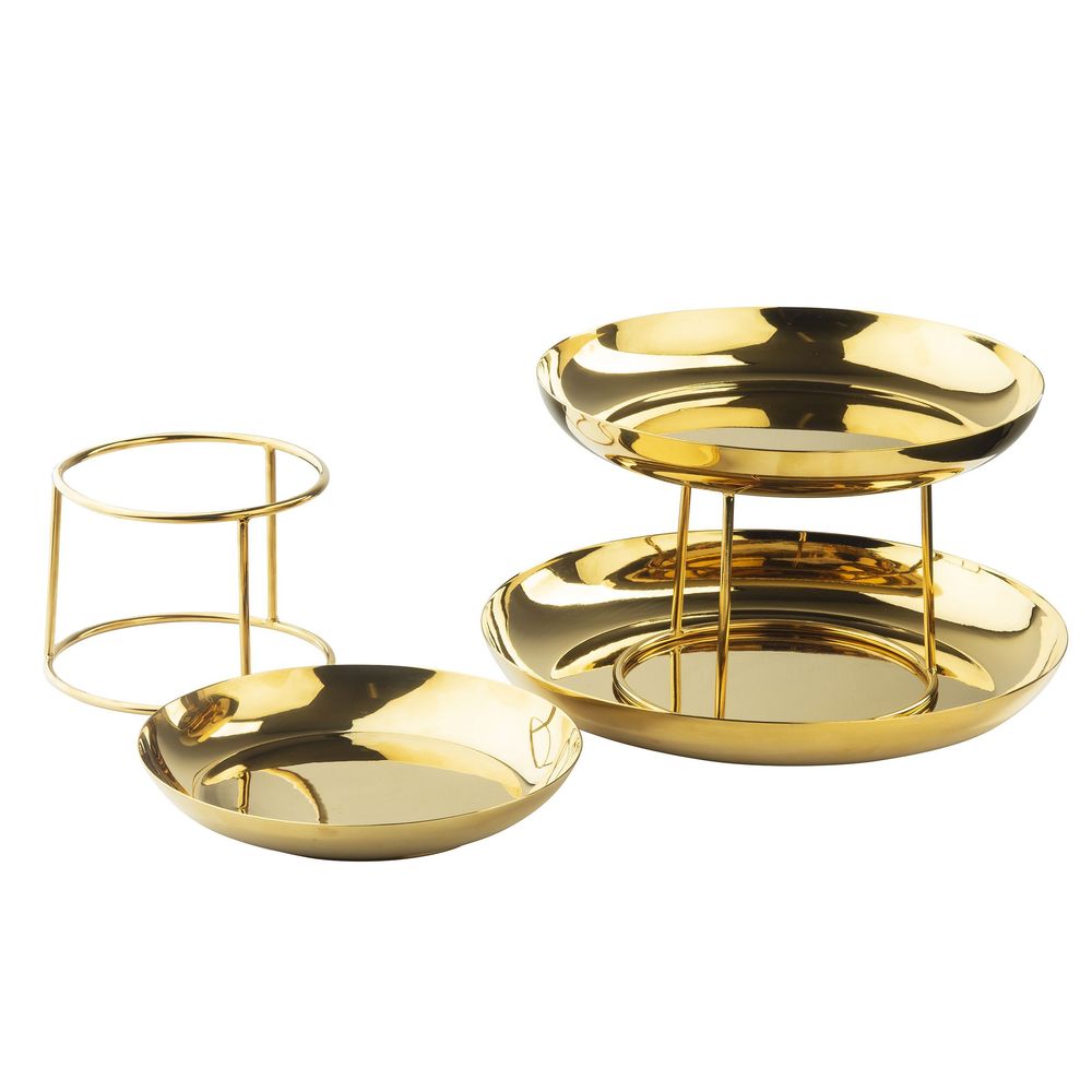 Tablecraft Stainless Steel Gold Finish Round Three-tiered Seafood Tower, 13.75 X 13.75 X 12.75 Inch