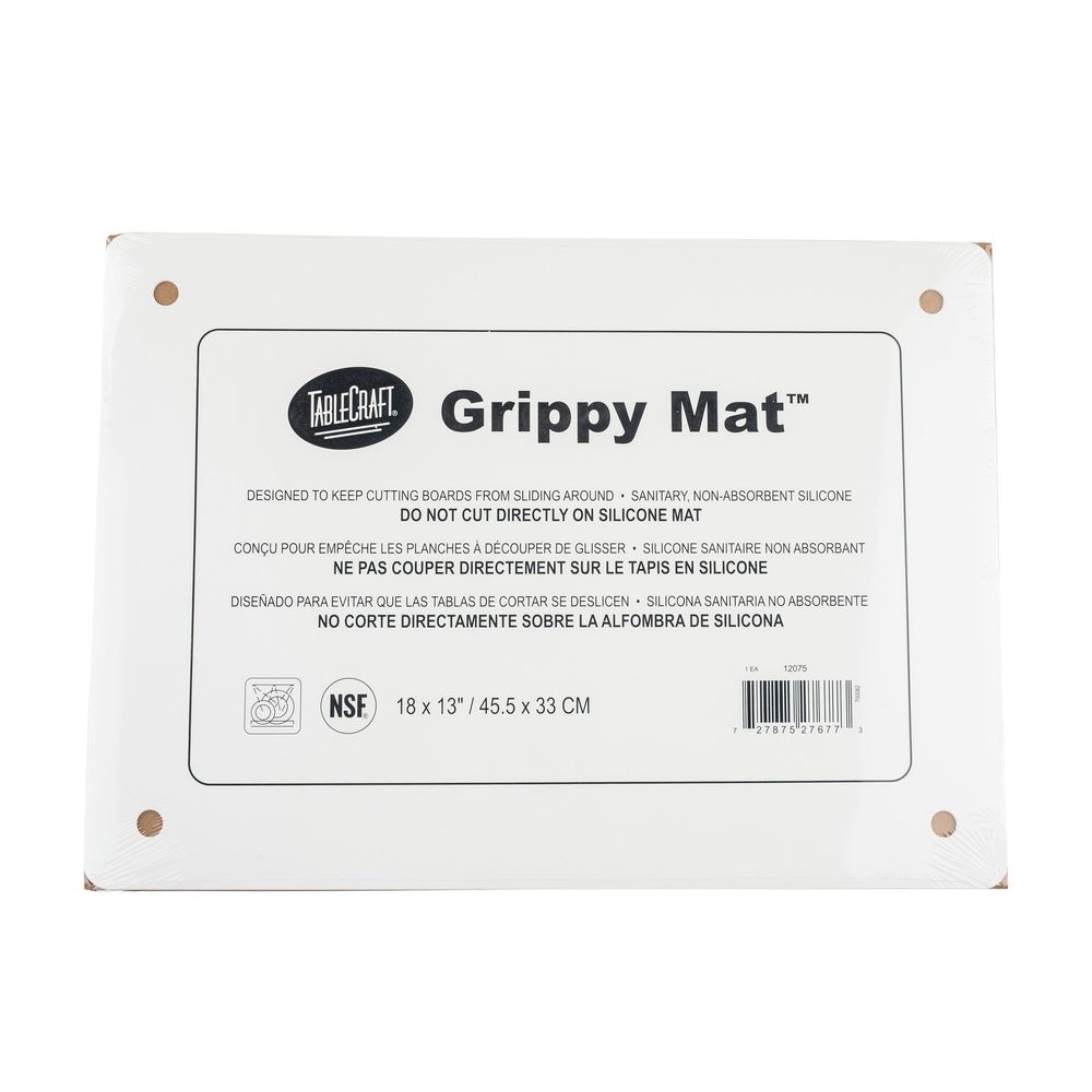 Tablecraft Grippy Mat Silicone Imprinted Medium White Rectangular Anti-Slip Cutting Board Mat, 18 x 13 x .075 inch -- 20 per case