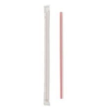 Cell O Core Tall White Red Stripe Wrapped Jumbo Straw, 10.25 inch -- 2000 per case