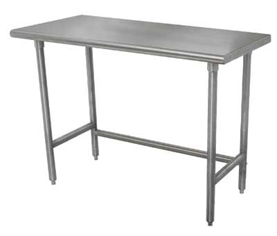 Super Saver Stainless Steel, Flat Top Work Table With Stainless Steel legs and Open Base, 24 x 24 inch.