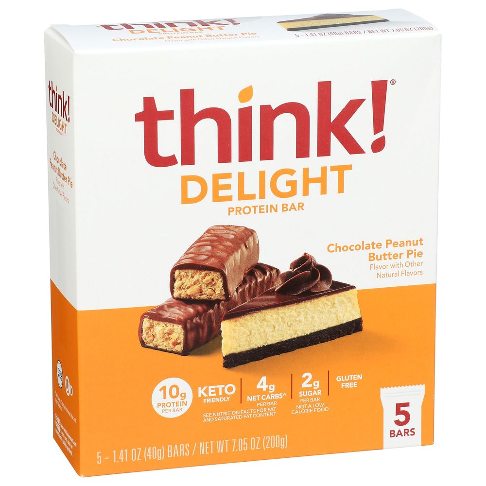 Think Delight Chocolate Peanut Butter Pie Keto Protein Bar, 7.05 Ounce -- 6 per case