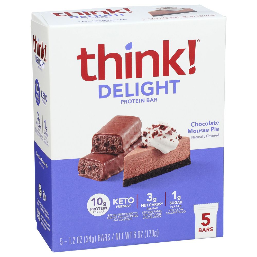 Think Delight High Chocolate Mousse Pie Protein Bar, 6 Ounce -- 6 per case