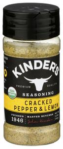 Kinders Organic Cracked Pepper and Lemon Seasoning, 3.5 Ounce -- 8 per case