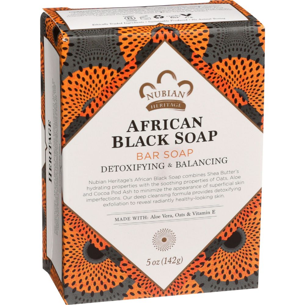 Nubian Heritage African Black Soap Bar, 5 Ounce