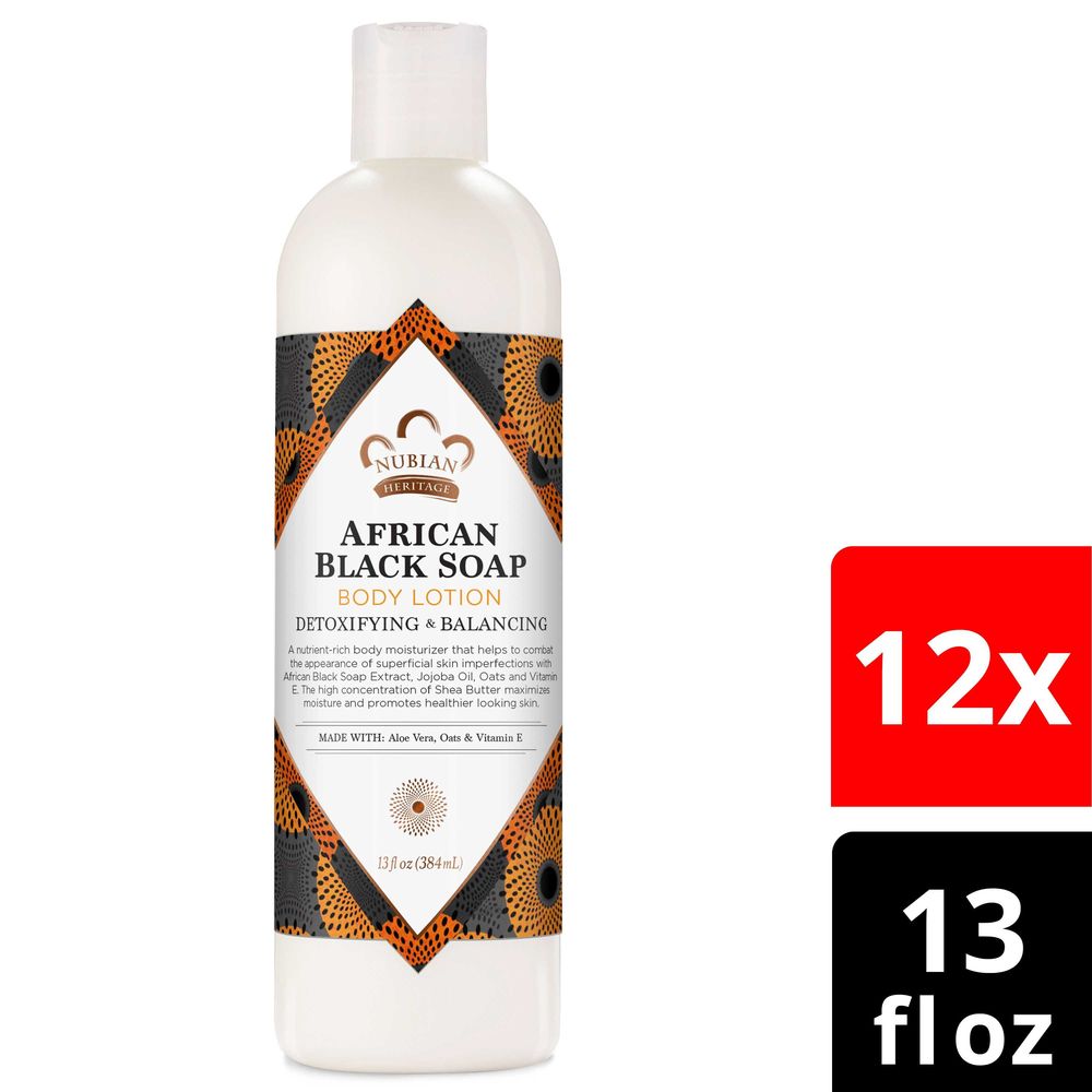 Nubian Heritage Detoxifying Plus Balancing African Black Soap Body Lotion, 13 Fluid Ounce -- 12 per case