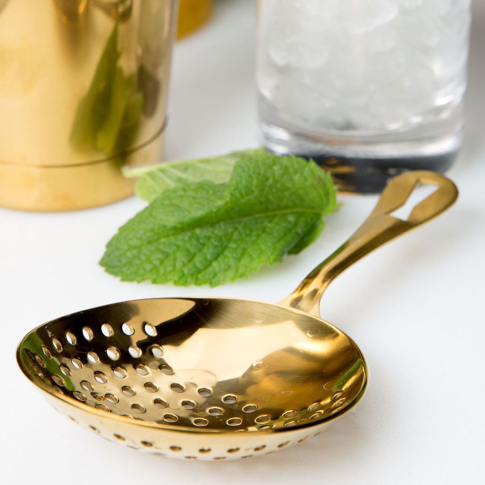 Barfly Gold Plated Julep Strainer, 6 1/2 Inch Overall Length