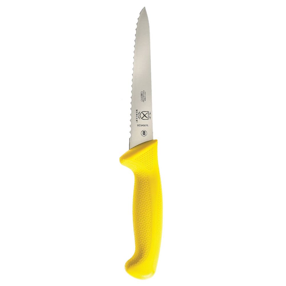 Mercer Culinary Millennia Wavy Edge Utility Knife With Yellow Handle, 6 Inch
