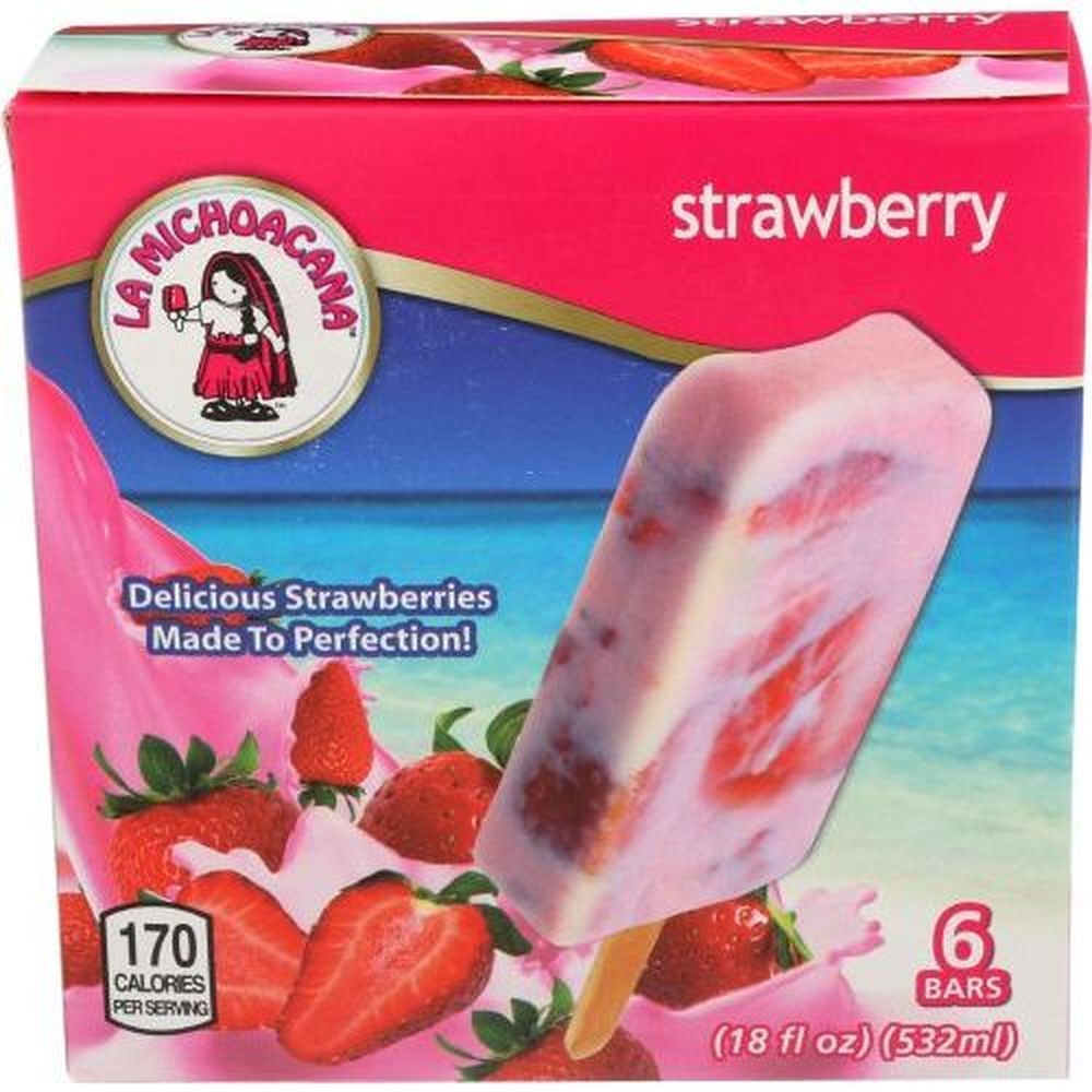 La Michoacana Strawberry Ice Cream Bar, 18 Ounce -- 6 Per Case