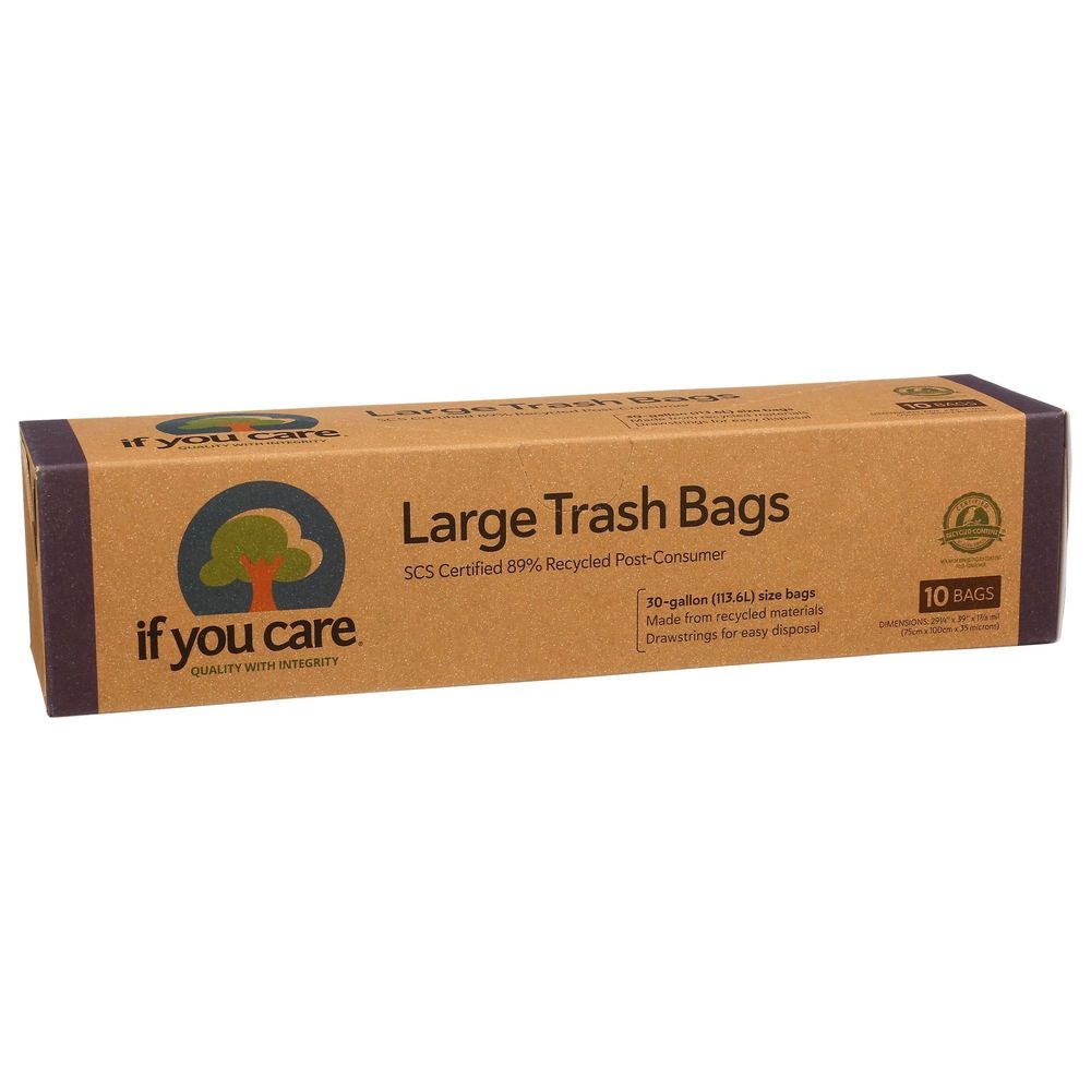 If You Care 30 Gallon Recycled Large Trash Bags with Drawstring, 10 count -- 12 per case