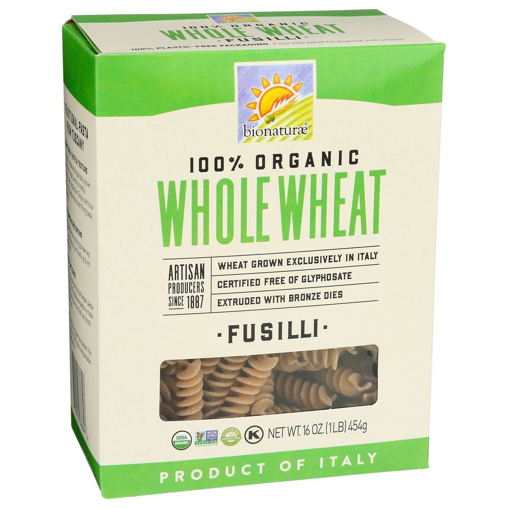 Bionaturae 100 Percent Organic Whole Wheat Fusilli Pasta, 16 Ounce -- 12 Per Case