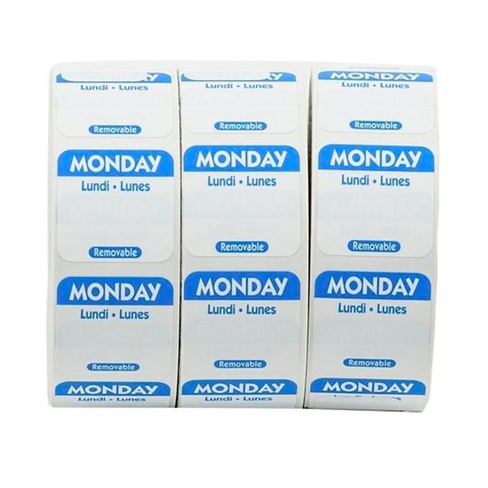 Ncco Removable Trilingual Monday Label Roll, 3 Count