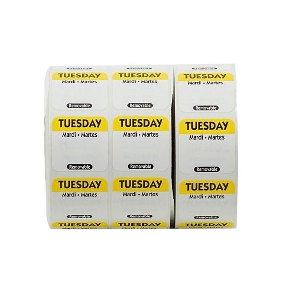 Ncco Removable Trilingual Tuesday Label Roll, 3 count