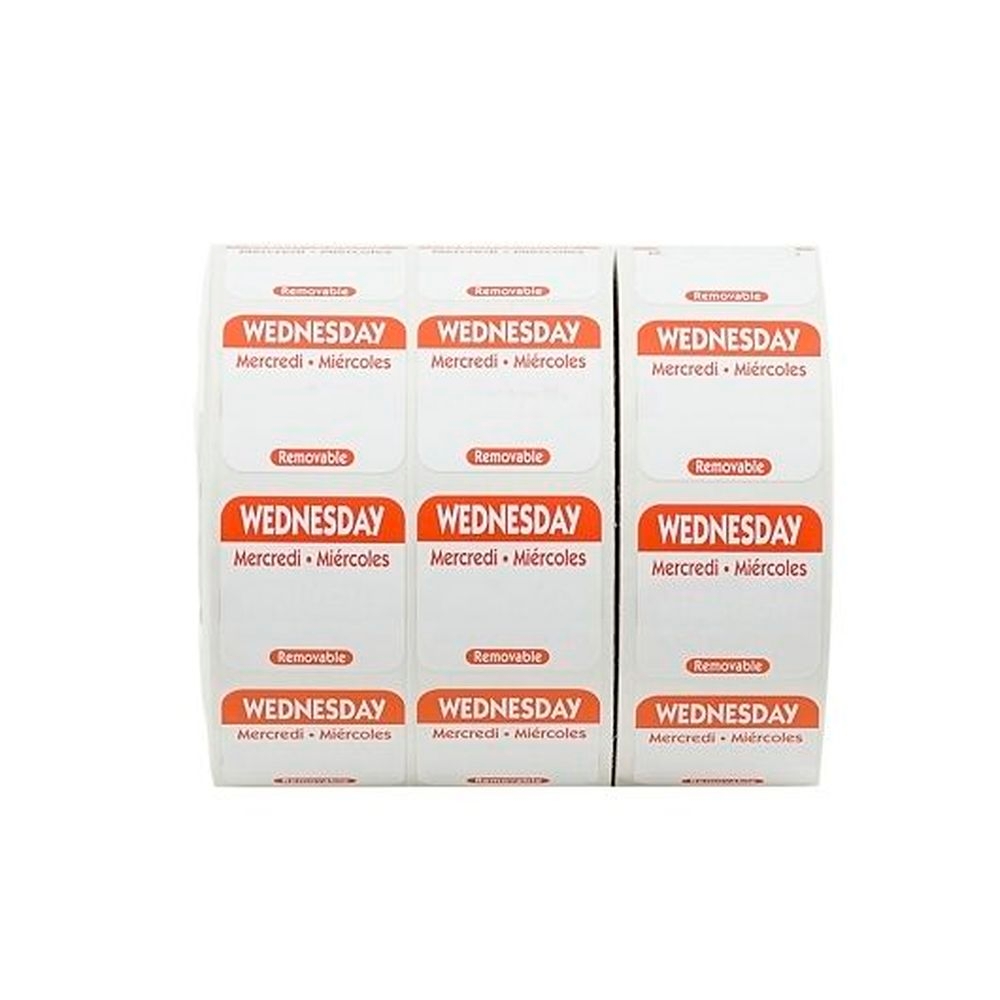 Ncco Removable Trilingual Wednesday Label Roll, 3 count