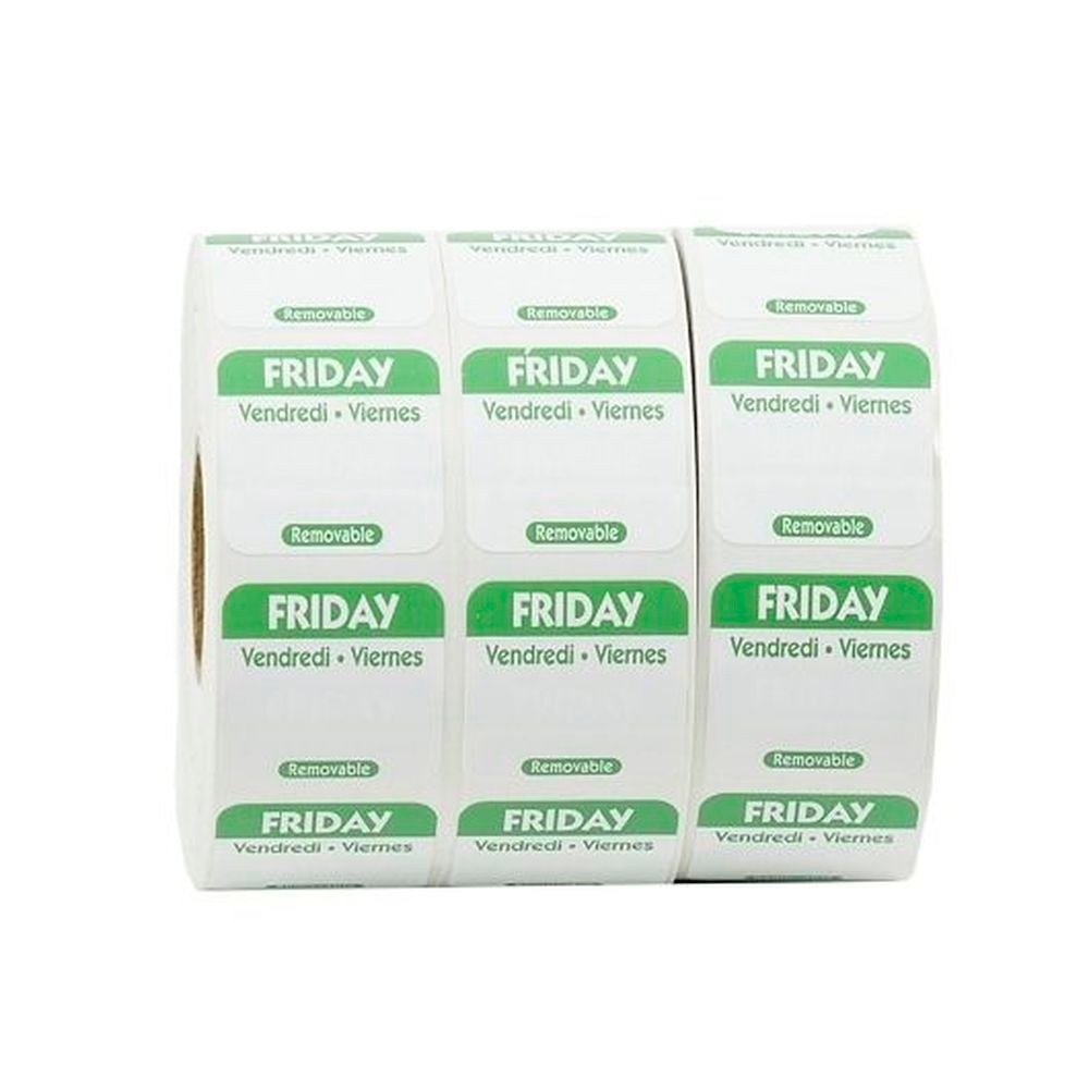 Ncco Removable Trilingual Friday Label Roll, 3 count