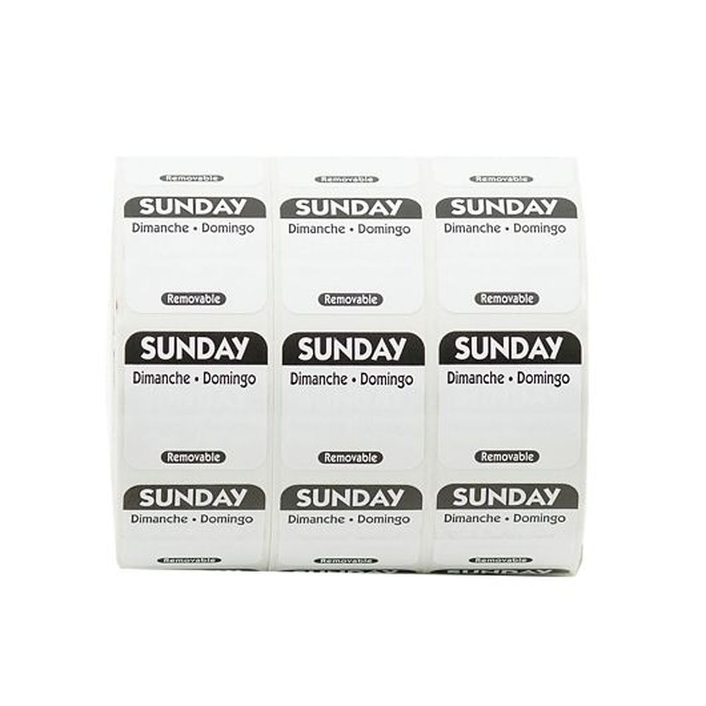 Ncco Removable Trilingual Sunday Label Roll, 3 count
