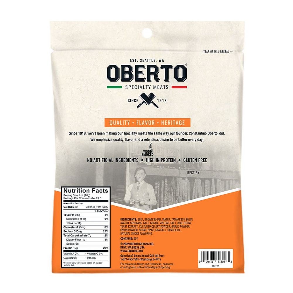 Oberto Teriyaki Beef Jerky - Clip Strip, 12 count