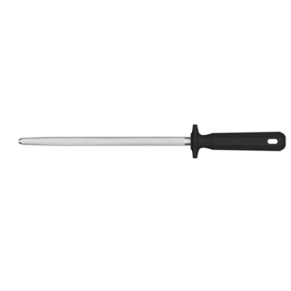 Ambrogio Sanelli Chrome Plated Round Sharpening Steel With Black Handle, 12 Inch