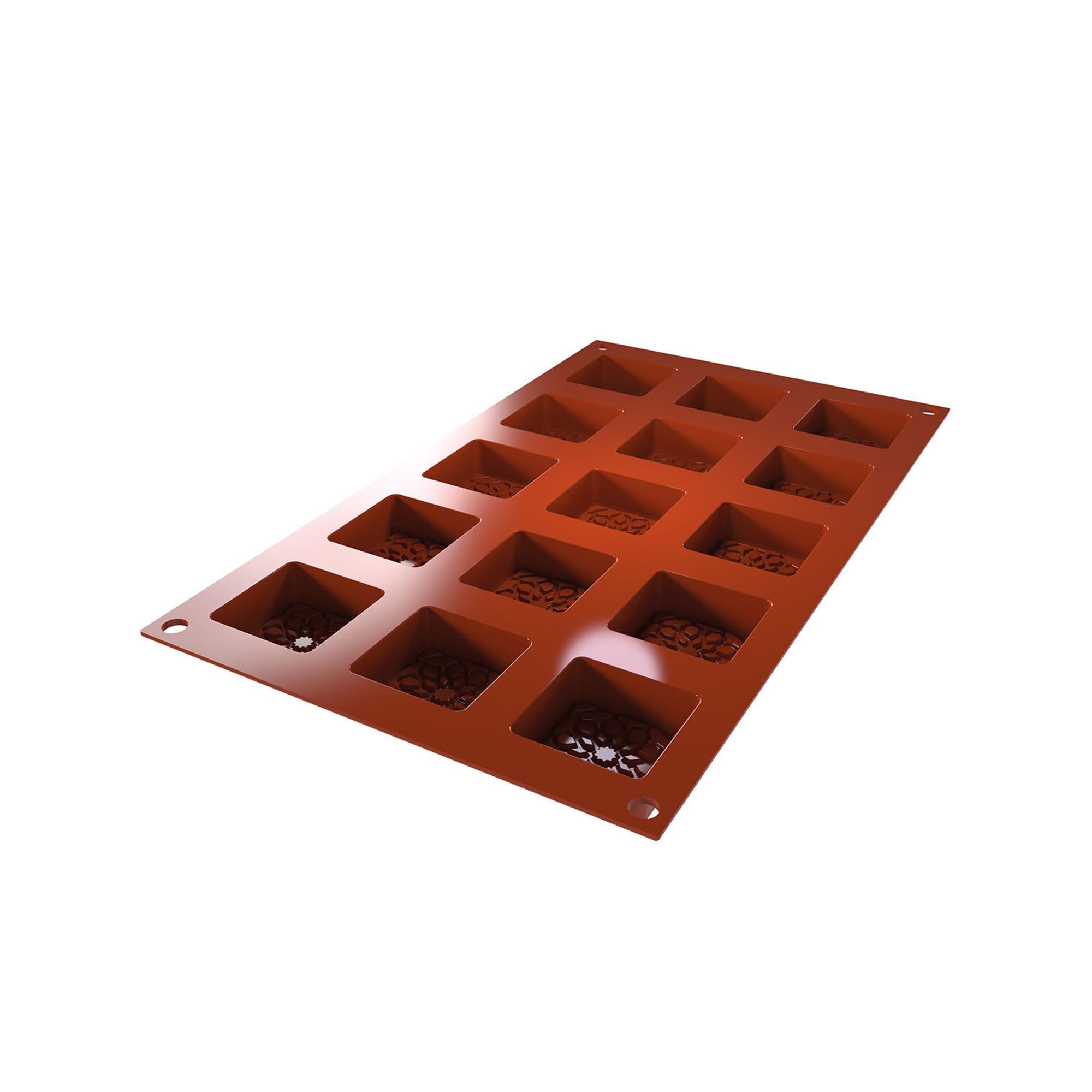 Silikomart SiliconFlex Alimentary Silicone 15 Cavities Square Mauresque Mold, 1.57 inch Length x 1.57 inch Width x 0.62 inch Height