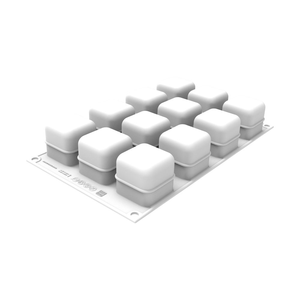 Silikomart Cubo 3D 85 12 Cavities Silicone Mold, 1.8 x 1.8 x 1.8 inch Cavity