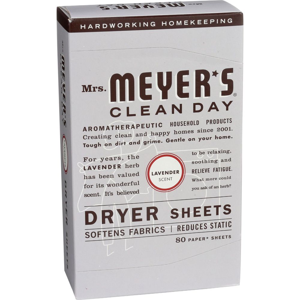 Mrs Meyers Lavender Scent Dryer Sheets, 80 count -- 12 per case