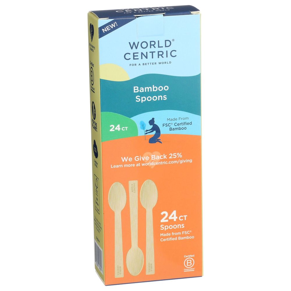World Centric Bamboo Spoons, 24 count -- 12 per case