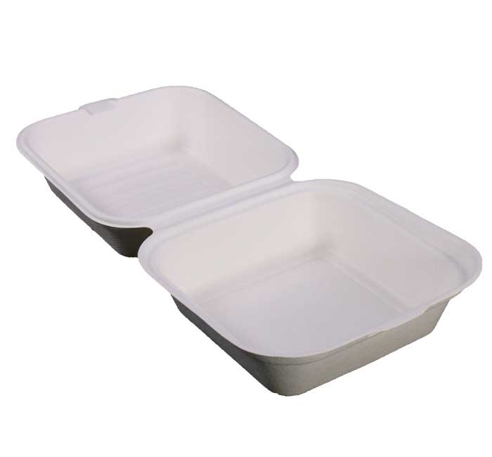 KITCH 24/7 White Compostable Molded Fiber Hinged Container, 6 x 6 inch -- 500 per case