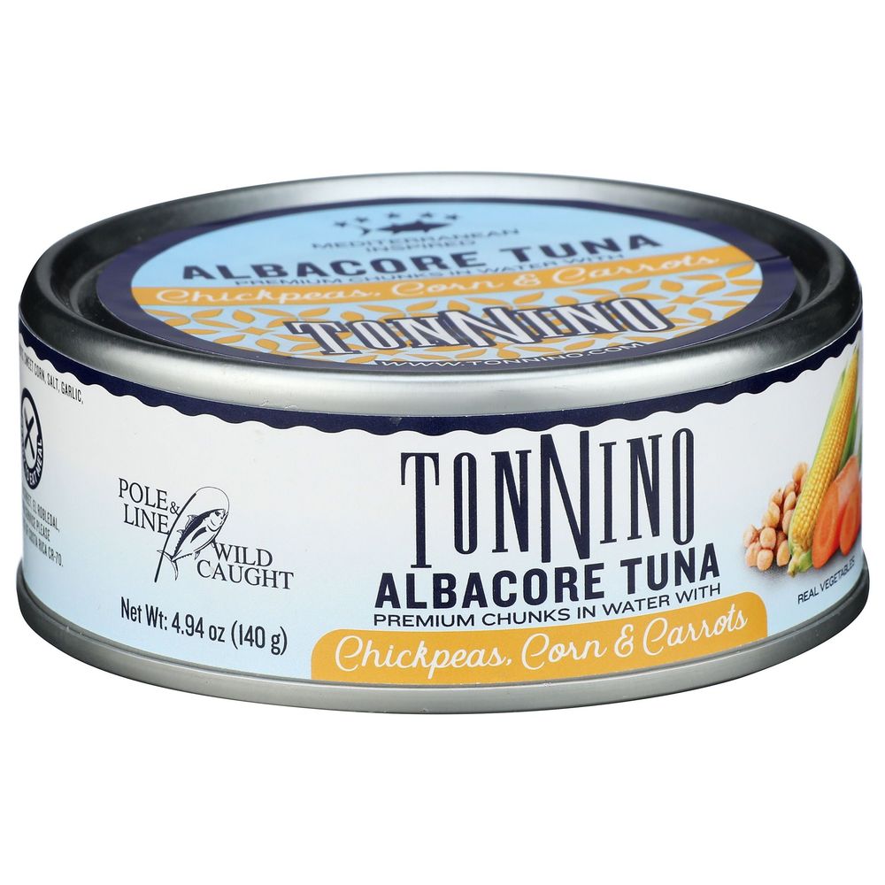 Tonnino Chickpea Carrot Albacore Tuna in Water, 4.94 Ounce -- 12 per case