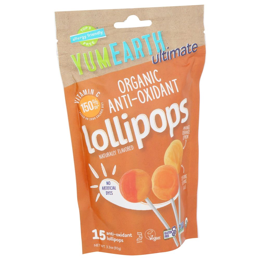 Yum Earth Organic Antioxidant Lollipops, 3.3 Ounce -- 6 per case