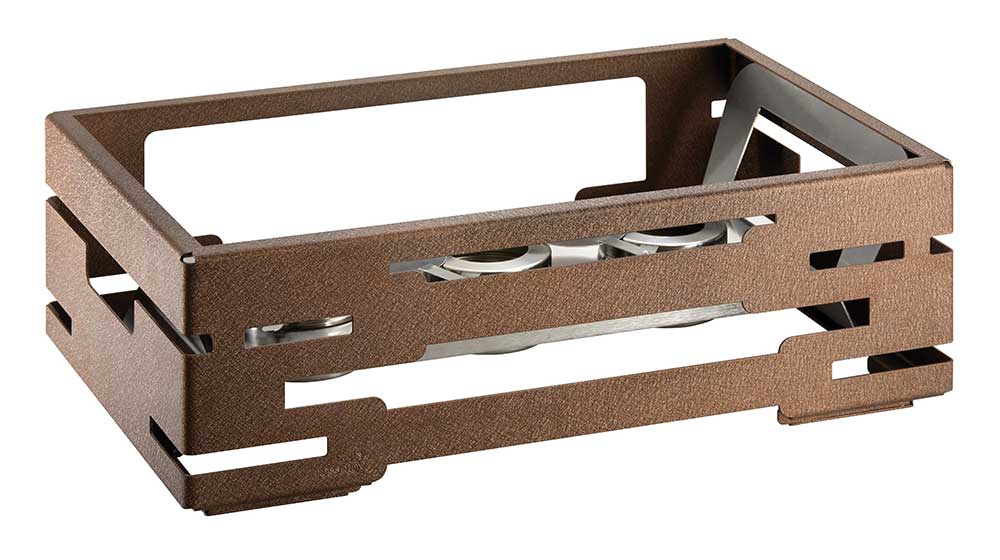 Rosseto Multi-Chef Bronze Warmer with 3 Fuel Holders and Short Burner Stand, 21.5 x 13.5 x 7.25 inch