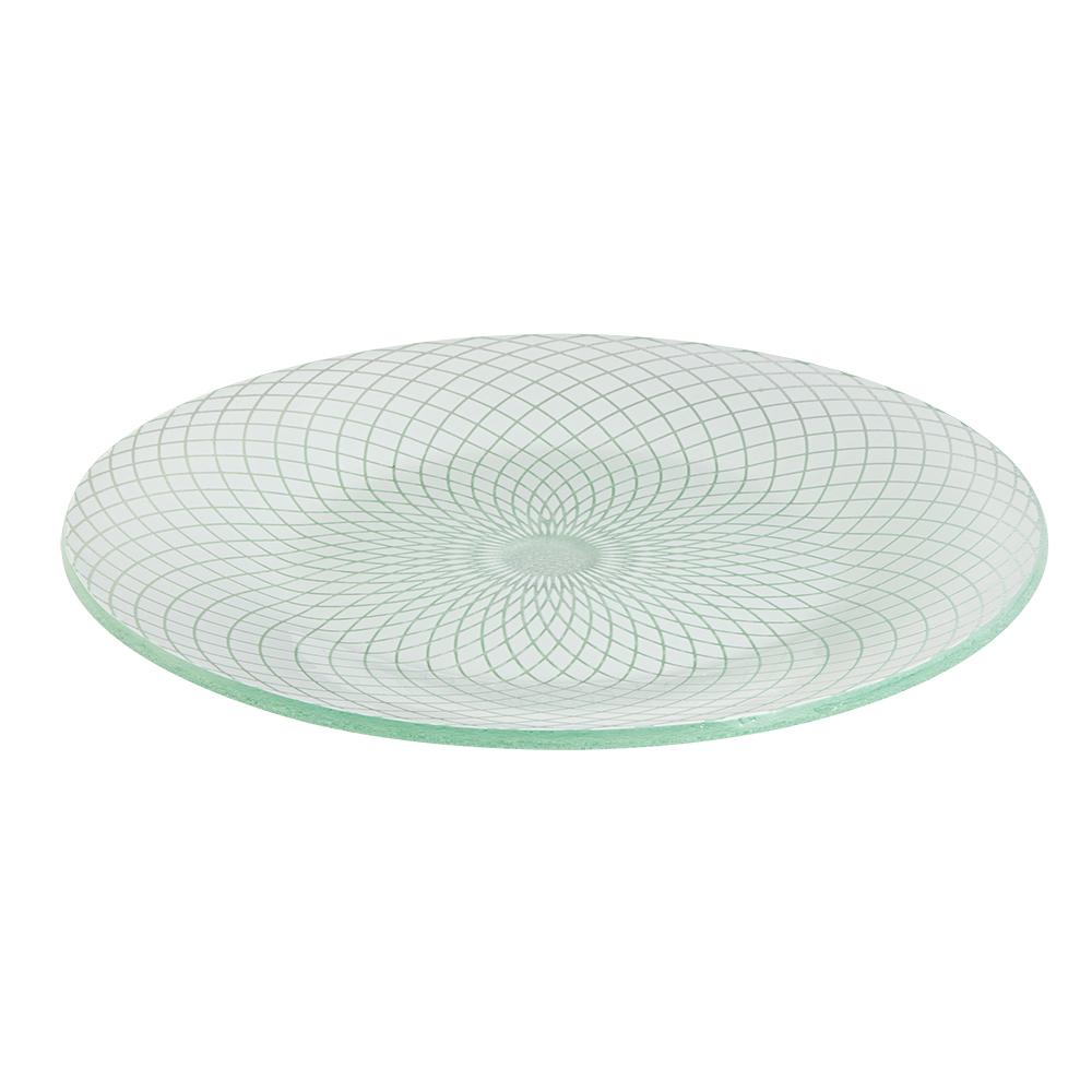 Rosseto Kalderon Spiro White 15.6 inch Round Handmade Glass Platter, 15.6 x 15.6 x 1.2 inch