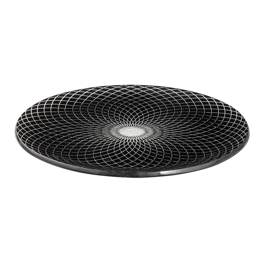 Rosseto Kalderon Spiro Black 13 inch Round Handmade Glass Platter, set of 2
