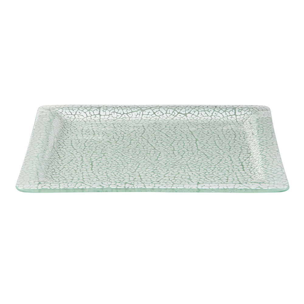 Rosseto Kalderon Foglia White 12 inch Square Handmade Glass Rimmed Platter, set of 2