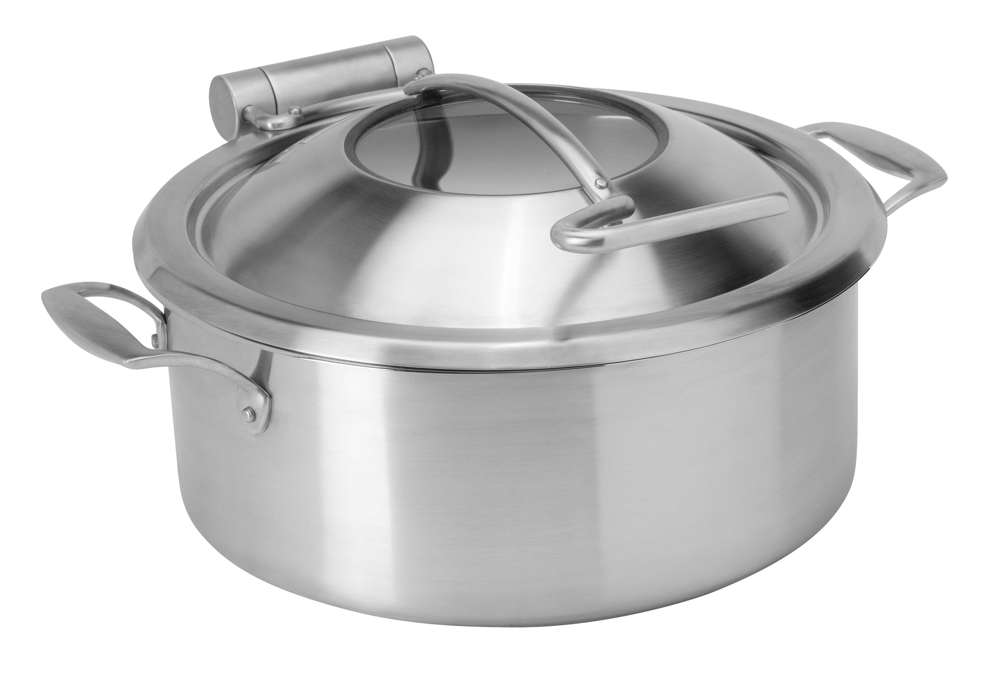 Rosseto Home Style Stainless Steel Chafing Pot With Soft Closing Lid And Stainless Steel Food Pan, 4.75 Quart