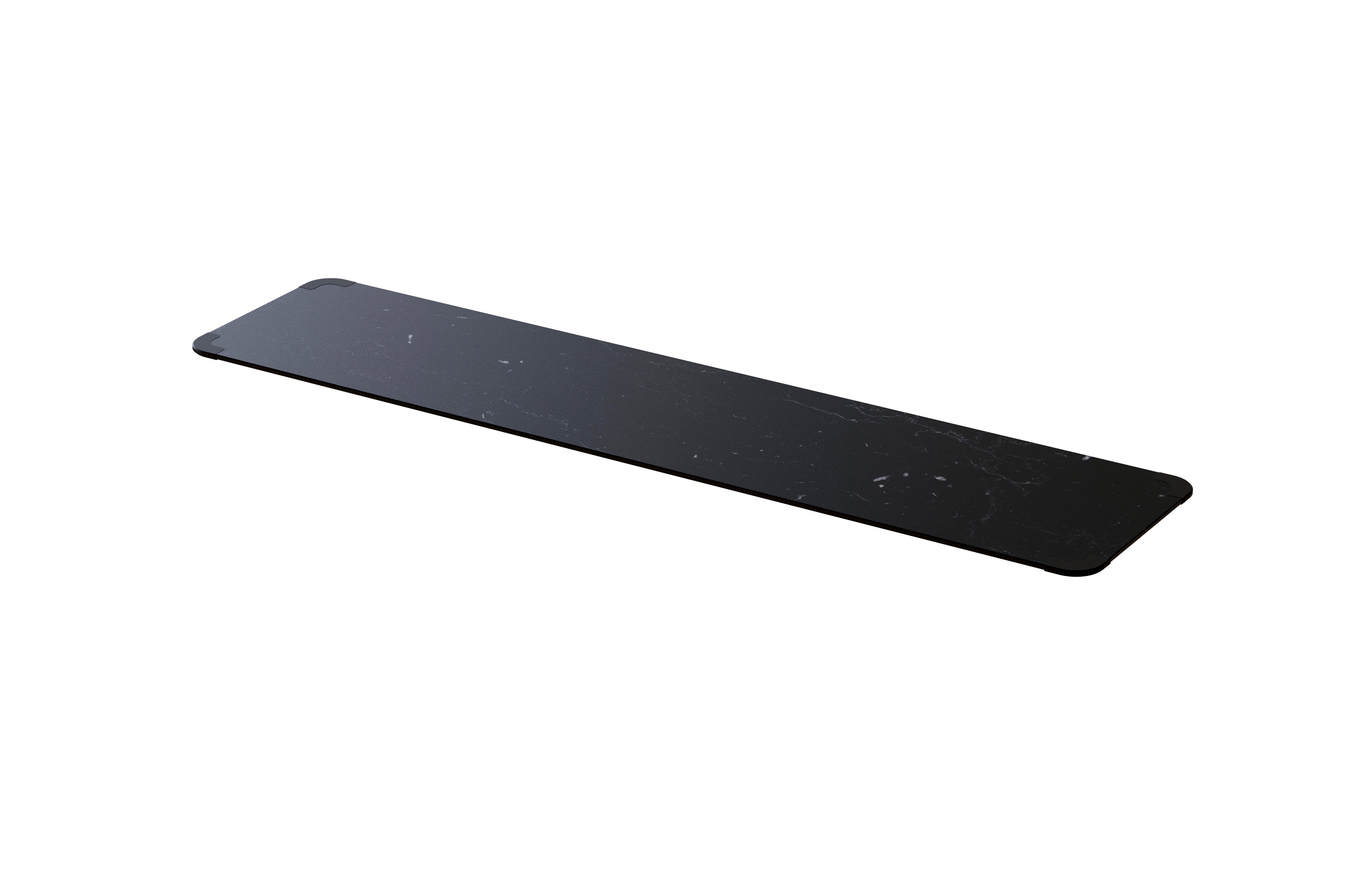 Rosseto Modulite Black Marble Rectangular HPL Table Shelf, 59 × 13.85 × 0.3 inch